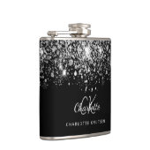 Zwart zilver glitter beste vrienden monogram heupfles (Rechts)