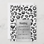 Zwart zilver glitter dierenprint Bruiloft Menu Kaart (Voorkant)