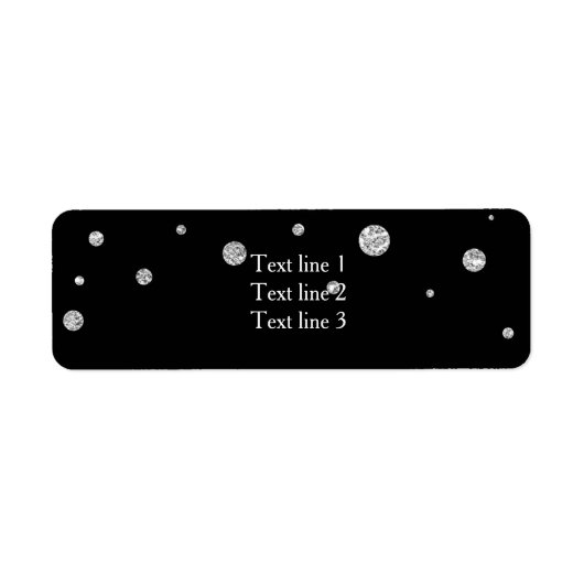 Zwart & Zilver Glitter Elegant Bruiloft Etiket (Voorkant)