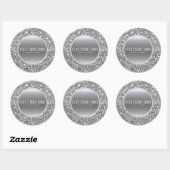 Zwart & Zilver Glitter Glam Elegante bruiloft guns Ronde Sticker (Vel)