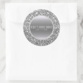 Zwart & Zilver Glitter Glam Elegante bruiloft guns Ronde Sticker (Tas)