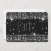 Zwart & Zilver Glitter Glans Feestverlichting Kaart (Voorkant)