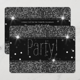 Zwart & Zilver Glitter Glans Feestverlichting Kaart