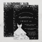 Zwart zilver glitter jurk Sweet 16 Kaart (Voorkant / Achterkant)