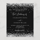 Zwart zilver glitter modern QR RSVP budget bruilof (Voorkant)