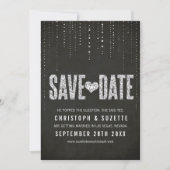 Zwart & Zilver Glitter Save The Date (Voorkant)
