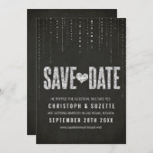 Zwart & Zilver Glitter Save The Date (Voorkant / Achterkant)