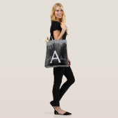 Zwart Zilver Glitter Sparkle Elegant Monogram Tote Bag (Op model)