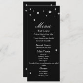 Zwart & Zilver Glitter Stippen Elegant Bruiloft Me Menu (Voorkant / Achterkant)