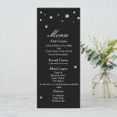 Zwart & Zilver Glitter Stippen Elegant Trouwmenu Menu (Staand voorkant)