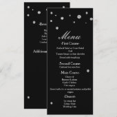 Zwart & Zilver Glitter Stippen Elegant Trouwmenu Menu (Voorkant / Achterkant)