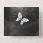 Zwart zilver glitter strass jurk elegant chic all in one uitnodiging (Achterkant)