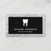Zwart Zilver Glitter Tand Tandheelkundige kliniek  Visitekaartje (Voorkant)