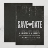 Zwart & Zilver Glitter Vormgeving Save The Date (Voorkant / Achterkant)