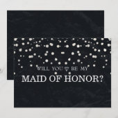 Zwart zilver glitter zal je mijn bruidsmeisje zijn kaart (Voorkant / Achterkant)