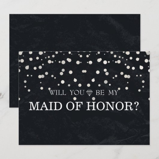 Zwart zilver glitter zal je mijn bruidsmeisje zijn kaart (Voorkant / Achterkant)