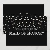 Zwart zilver glitter zal je mijn bruidsmeisje zijn kaart (Voorkant / Achterkant)