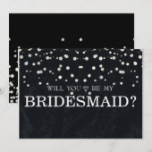 Zwart zilver glitter zal je mijn bruidsmeisje zijn kaart (Voorkant / Achterkant)