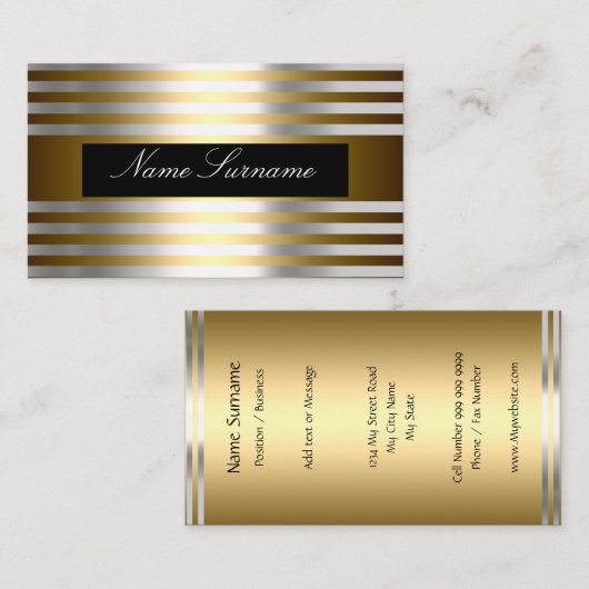 Zwart Zilver Goud Abstract Visitekaartje (Voorkant / Achterkant)