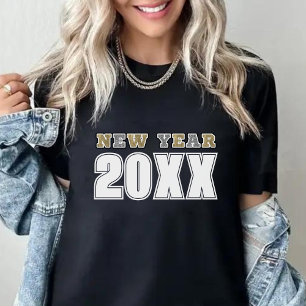 Zwart Zilver & Goud Glitter Gelukkig Nieuwjaar 202 T-shirt