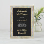 Zwart zilver goud handgeschreven kalligrafie bruil kaart (Staand voorkant)