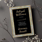 Zwart zilver goud handgeschreven kalligrafie bruil kaart