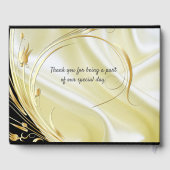 Zwart-zilver & goud-satijn, koper/messing texturen gastenboek (Achterkant)