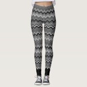 Zwart zilver grijs grijs golvend patroon leggings (Voorkant)