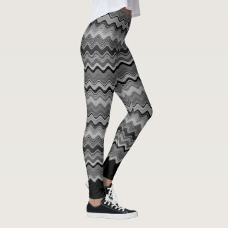 Zwart zilver grijs grijs golvend patroon leggings