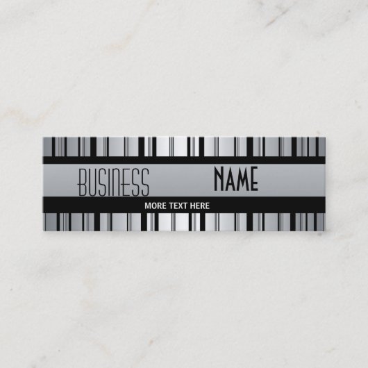 Zwart Zilver Grijs Metalen look Stripe Mini Visitekaartje (Voorkant)