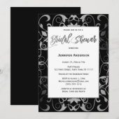 Zwart Zilver Grijs Wit Elegant Vrijgezellenfeest Kaart (Voorkant / Achterkant)