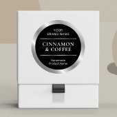 Zwart & Zilver Handgemaakte Product Scent Naam Ronde Sticker