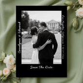 Zwart Zilver Handgeschreven bruiloft Save the Date Folie Uitnodiging