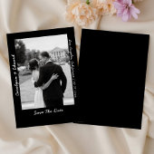 Zwart Zilver Handgeschreven bruiloft Save the Date Folie Uitnodiging