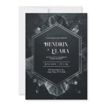 Zwart Zilver Hexagonaal Kristal Moderne Trouwdag