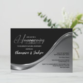 Zwart Zilver Housewarming Party uitnodiging (Staand voorkant)