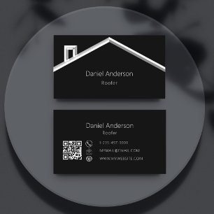 Zwart zilver huis dak moderne QR code Visitekaartje