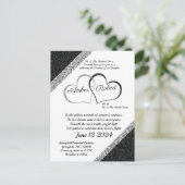 Zwart & Zilver Huwelijksuitnodiging met Hartgedich Aankondigingskaart (Staand voorkant)