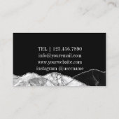 Zwart Zilver Initialen Agaat Glam Marmer Visitekaartje (Achterkant)