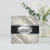 Zwart Zilver Ivoor Zwart Wit Partij Kaart (Staand voorkant)