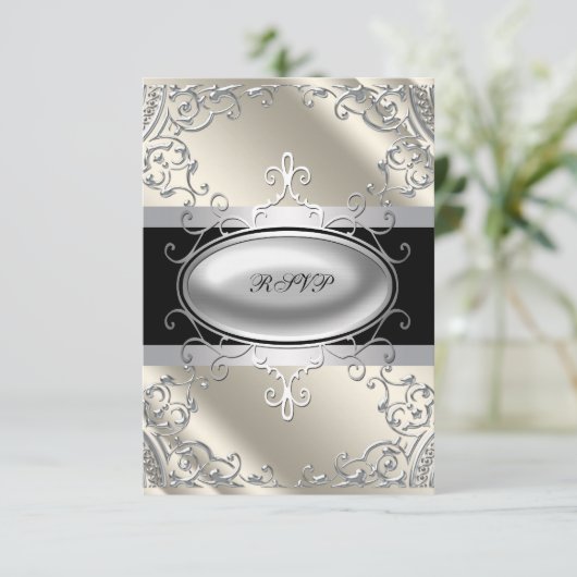 Zwart Zilver Ivoor Zwart Wit RSVP (Staand voorkant)