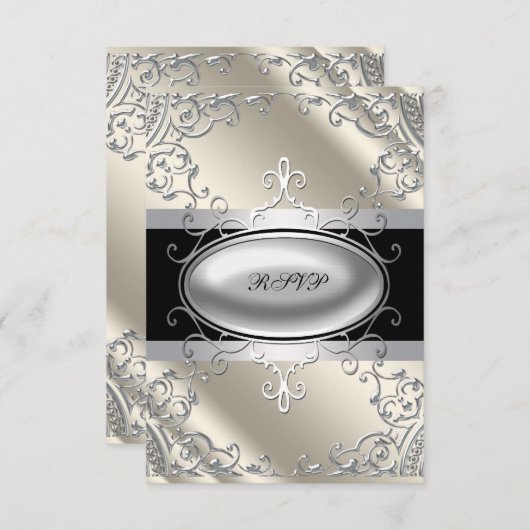 Zwart Zilver Ivoor Zwart Wit RSVP (Voorkant / Achterkant)