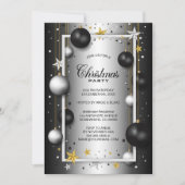 Zwart Zilver Kerst Ornament Kerstfeest Kaart (Voorkant)