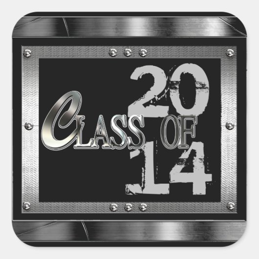 Zwart & zilver klasse van 2014 Afstuderen Stickers (Voorkant)