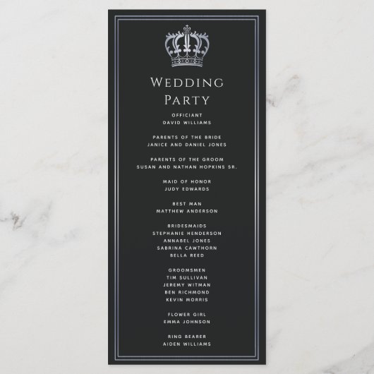 Zwart & Zilver Koninklijke Leeuw Middeleeuws Zwaar Programmakaart (Achterkant)