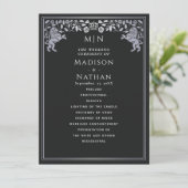 Zwart & Zilver Koninklijke Leeuw Middeleeuws Zwaar Programmakaart (Staand voorkant)