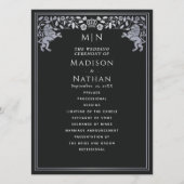 Zwart & Zilver Koninklijke Leeuw Middeleeuws Zwaar Programmakaart (Voorkant)