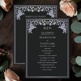 Zwart & Zilver Koninklijke Leeuw Middeleeuws Zwaar Programmakaart