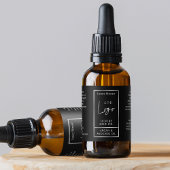 Zwart & Zilver Logo 1 OZ Oliedruppelaar Flesetiket Etiket