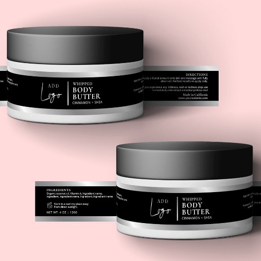 Zwart & Zilver Logo 4 OZ 120ml Cosmetische Potje L